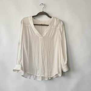 LIVERPOOL V-Neck Popover Blouse Ivory Chiffon Lightweight Piratecore Flowy Sz S